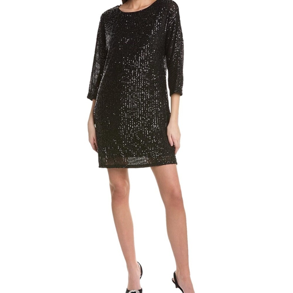 New Casual Black Sequin Dress Knee Length Small Vince Camuto NWOT